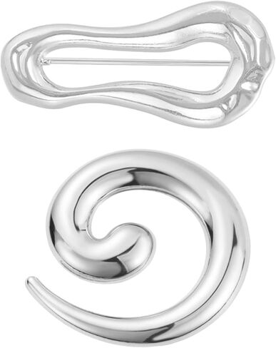 2PCS Spiral Geometric Brooch Set for Women Men Gold Plated Chunky Minimalist Unique Lapel Pins Sweater Scarf Suit Clothes Accessories Christmas Festival Holiday Birthday Party Jewelry Gift in Saudi Arabia