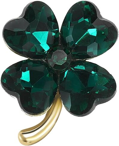 Rhinestone Green Clover Leaf Brooch Pin for Women St. Patrick's Day Brooch Pins Gold Crystal Lapel Pins Luck Decor Dress Accessories Wedding Holiday Lapel Pin in Kuwait