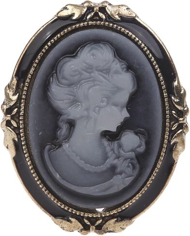 1pc Queen Lady Vintage Victorian Cameo Black Enamel Bronze Brooch Pin in Kuwait