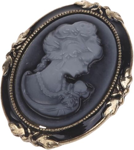 1pc Queen Lady Vintage Victorian Cameo Black Enamel Bronze Brooch Pin in Kuwait