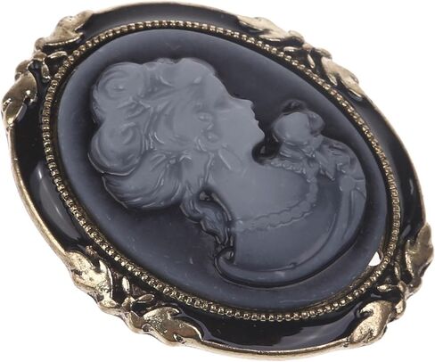 1pc Queen Lady Vintage Victorian Cameo Black Enamel Bronze Brooch Pin in Kuwait
