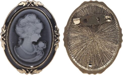 1pc Queen Lady Vintage Victorian Cameo Black Enamel Bronze Brooch Pin in Kuwait