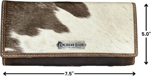 American Bison Western Hair-On-Hide Leather Wallet for Women Brown Clutch with RFID Blocking, 5 Card Slots, ID Window, Accordion Design in Kuwait