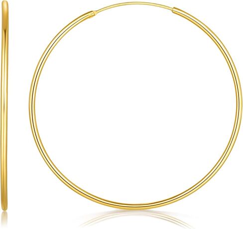 Gold Hoop Earrings 14K Gold Hypoallergenic Earrings for Women Big Huggie Hoop Earring for Womens Holiday Gifts 50mm in Saudi Arabia