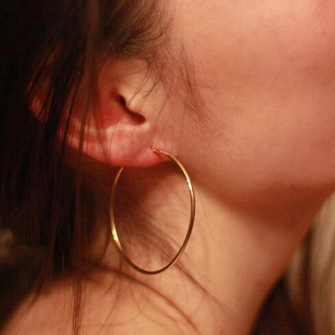 Gold Hoop Earrings 14K Gold Hypoallergenic Earrings for Women Big Huggie Hoop Earring for Womens Holiday Gifts 50mm in Saudi Arabia