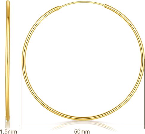 Gold Hoop Earrings 14K Gold Hypoallergenic Earrings for Women Big Huggie Hoop Earring for Womens Holiday Gifts 50mm in Saudi Arabia