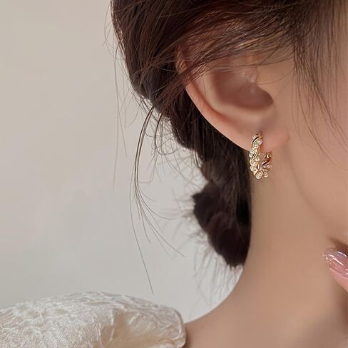 Gold Plated Perl Hoop Earrings for Women Wedding Bridal Daily Evening Parties Wear Lightweight Jewelry Earring Gift for Her in Saudi Arabia