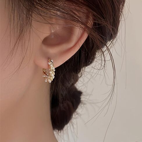 Gold Plated Perl Hoop Earrings for Women Wedding Bridal Daily Evening Parties Wear Lightweight Jewelry Earring Gift for Her in Saudi Arabia