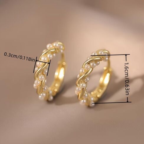 Gold Plated Perl Hoop Earrings for Women Wedding Bridal Daily Evening Parties Wear Lightweight Jewelry Earring Gift for Her in Saudi Arabia