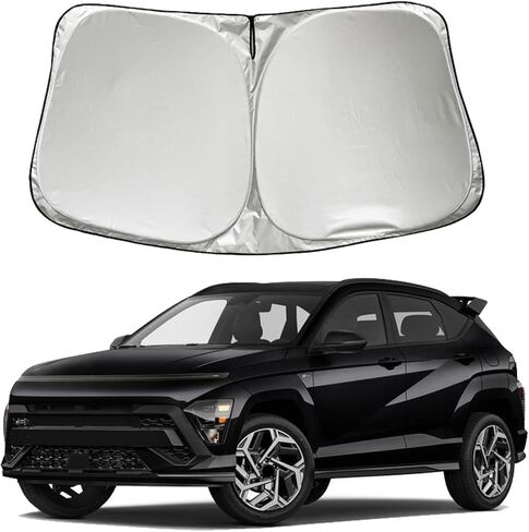 مظلة شمسية للزجاج الأمامي للسيارة متوافقة مع ملحقات Hyundai Kona 2026 2025 2024 2023 2022-2018، حاجب شمسي لنافذة السيارة الأمامية قابل للطي in Saudi Arabia