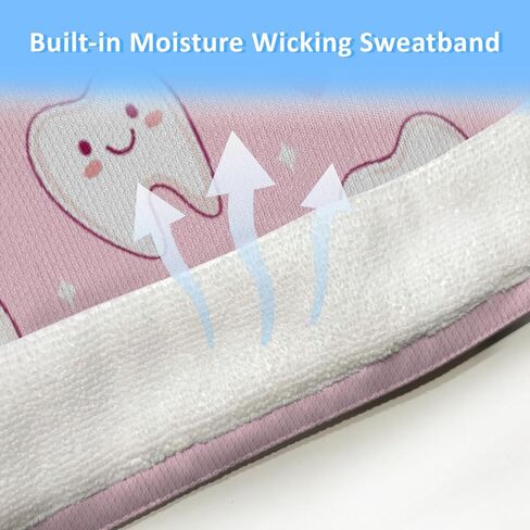 Scrub Caps Women Ponytail, Adjustable Surgical Caps with Buttons and Sweatband, Bouffant Hat with Hair Scrunchy, Nurse Hat, Working Cap, Teeth Print Pink Cute Cartoon Hearts Lovely Funny for Dentisit in Saudi Arabia