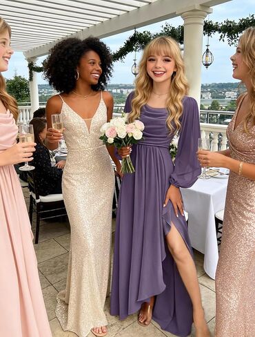 Spring Floral Chiffon Junior Bridesmaid Dresses Long Sleeve Wedding Guest Dress High-Low Holiday Dresses for Girls in Saudi Arabia