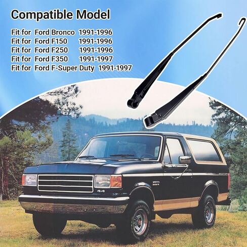 زوج واحد من ذراع ممسحة الزجاج الأمامي متوافق مع Ford f150 f250 Bronco 1991-1996، لـ f350 F-Super Duty 1991-1997 استبدال 42631 F1TZ17526AA F4TZ17526A in Kuwait
