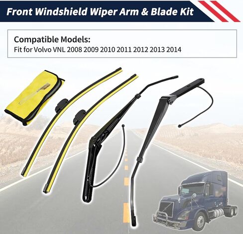1 Pair Front Windshield Wiper Arm & 22" Blade Kit 602-5420 85111394 Compatible With Volvo VNL 2008 2009 2010 2011 2012 2013 2014, Does not fit late-2014 models in Kuwait