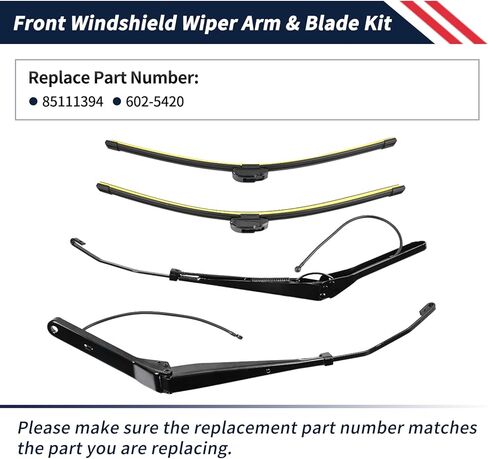 1 Pair Front Windshield Wiper Arm & 22" Blade Kit 602-5420 85111394 Compatible With Volvo VNL 2008 2009 2010 2011 2012 2013 2014, Does not fit late-2014 models in Kuwait