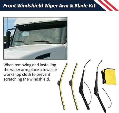 1 Pair Front Windshield Wiper Arm & 22" Blade Kit 602-5420 85111394 Compatible With Volvo VNL 2008 2009 2010 2011 2012 2013 2014, Does not fit late-2014 models in Kuwait