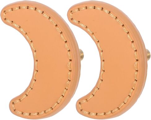 2pcs Vintage Moon Shape Wardrobe Door Handles Pu Leather Drawer Pulls Brass Hardware for ’ Room Cabinet Dresser Replacement in Saudi Arabia