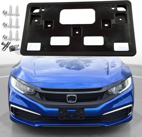 FASTCHE Front Bumper License Tag Plate Frame Bracket Holder Compatible with 2019 2020 2021 Honda Civic Front Bumper License Plate Holder Mounting Bracket Replace # HO1068131 71145TBAA50 in Kuwait
