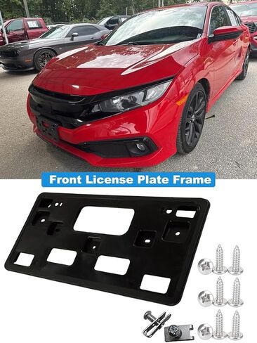 FASTCHE Front Bumper License Tag Plate Frame Bracket Holder Compatible with 2019 2020 2021 Honda Civic Front Bumper License Plate Holder Mounting Bracket Replace # HO1068131 71145TBAA50 in Kuwait