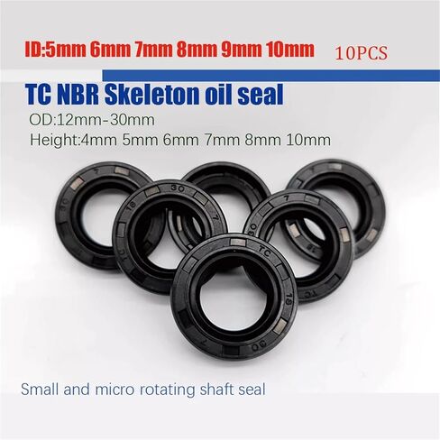 10Pcs ID 5/6/7/8/9/10mm Nitrile Rubber Double Lip Framework Oil Seal OD 12-30mm Height 4-10mm TC/TG/FB Micro Rotating Shaft Seal(OD 145mm) in Saudi Arabia