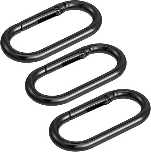 Thinp 3 Pcs Spring O Ring Clip for Purse, Metal Oval Key Ring Clip Black Bag Charm Clip-Alloy Key Clips for Purse Straps Keys Bag Handbag (Black) in Saudi Arabia