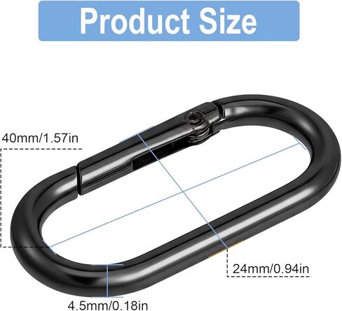 Thinp 3 Pcs Spring O Ring Clip for Purse, Metal Oval Key Ring Clip Black Bag Charm Clip-Alloy Key Clips for Purse Straps Keys Bag Handbag (Black) in Saudi Arabia