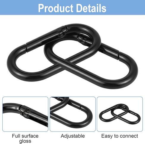 Thinp 3 Pcs Spring O Ring Clip for Purse, Metal Oval Key Ring Clip Black Bag Charm Clip-Alloy Key Clips for Purse Straps Keys Bag Handbag (Black) in Saudi Arabia