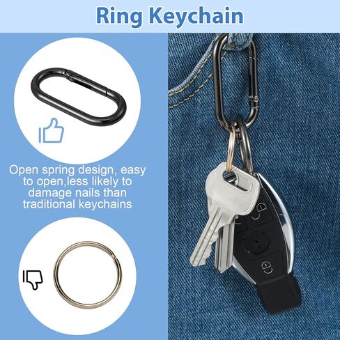 Thinp 3 Pcs Spring O Ring Clip for Purse, Metal Oval Key Ring Clip Black Bag Charm Clip-Alloy Key Clips for Purse Straps Keys Bag Handbag (Black) in Saudi Arabia