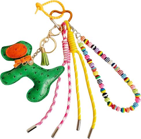 Leather Puppy Keychain,Cute Beaded Bag Charms for Handbag,Green Purse Charms for Tote Bag for Women in Kuwait