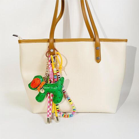 Leather Puppy Keychain,Cute Beaded Bag Charms for Handbag,Green Purse Charms for Tote Bag for Women in Kuwait