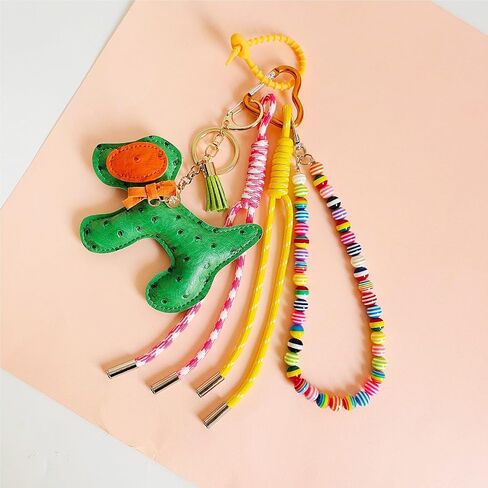 Leather Puppy Keychain,Cute Beaded Bag Charms for Handbag,Green Purse Charms for Tote Bag for Women in Kuwait