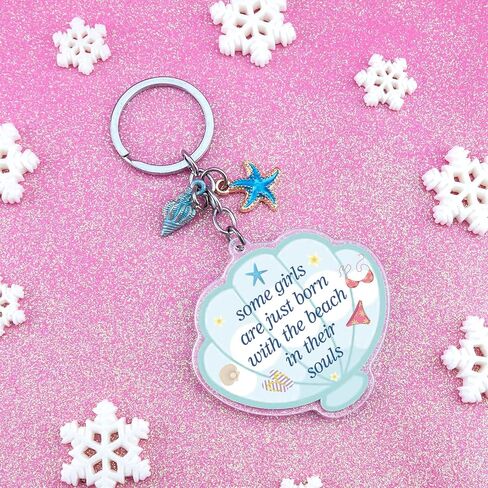 Beach Keychain Accessories Beach Gifts for Women Beachs Stuff for Teen Girls Beachs Themed Gifts Ideas Ocean Seashell Keychain Summer Stuff for Bag Charms in Kuwait