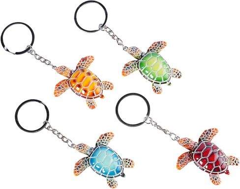 Sea Turtle Keychain 4 Pack Colorful Mini Resin Turtles Sea Turtle Decor For Women Men Beach Keychain Turtle Accessories Tortuga Turtle Charms in Saudi Arabia