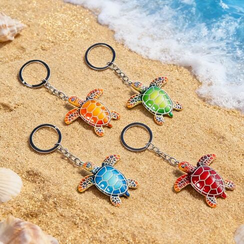 Sea Turtle Keychain 4 Pack Colorful Mini Resin Turtles Sea Turtle Decor For Women Men Beach Keychain Turtle Accessories Tortuga Turtle Charms in Saudi Arabia