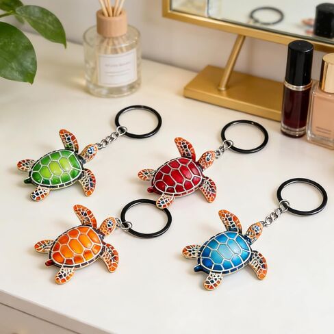 Sea Turtle Keychain 4 Pack Colorful Mini Resin Turtles Sea Turtle Decor For Women Men Beach Keychain Turtle Accessories Tortuga Turtle Charms in Saudi Arabia