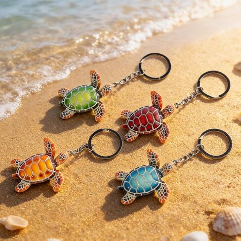 Sea Turtle Keychain 4 Pack Colorful Mini Resin Turtles Sea Turtle Decor For Women Men Beach Keychain Turtle Accessories Tortuga Turtle Charms in Saudi Arabia