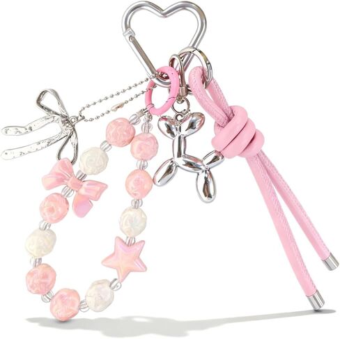 choice of all Pink Keychain Elephant Keychain Bow Heart Charm Decoration Keychain Cute Bag Charm Pink Gifts Stuff Gifts in Saudi Arabia