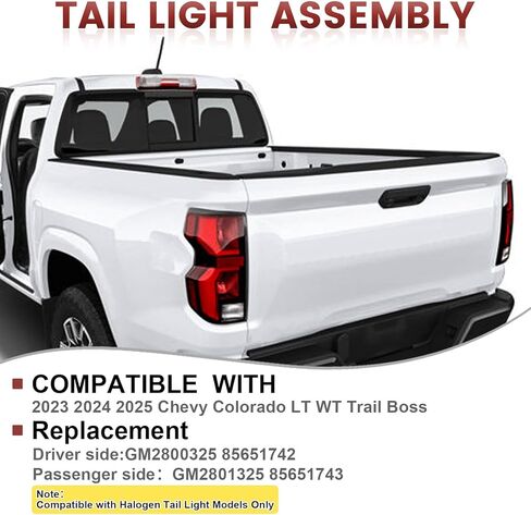 مجموعة مصابيح الذيل متوافقة مع 2023-2025 Chevy Colorado LT Trail Boss Work Truck يسار السائق الجانب الخلفي استبدال المصابيح الخلفية # GM2800325 85651742 in Saudi Arabia