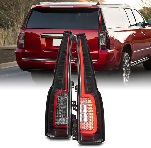 AKKON - يناسب 2015-2020 Chevy Tahoe Suburban GMC Yukon XL (طراز Cadillac Escalade) زوج مصابيح فرامل LED سوداء كاملة in Saudi Arabia