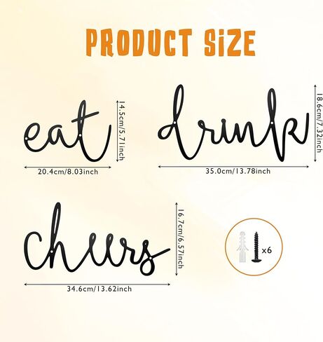 Prmstp Eat Drink Cheers Wall Decor Farmhouse Kitchen Wall Decor Metal Wall Art for Home Kitchen in Saudi Arabia
