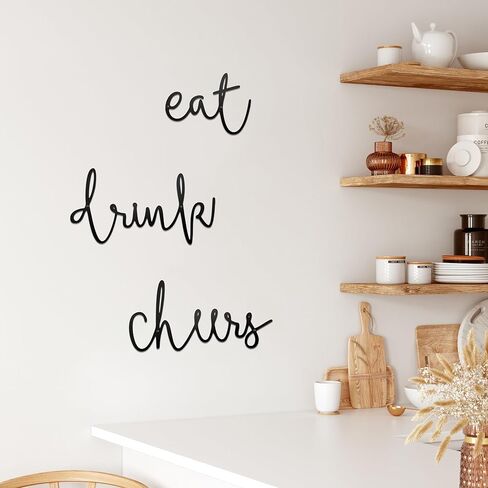 Prmstp Eat Drink Cheers Wall Decor Farmhouse Kitchen Wall Decor Metal Wall Art for Home Kitchen in Saudi Arabia