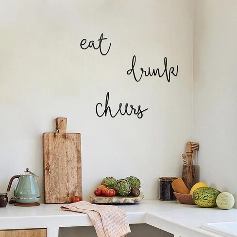 Prmstp Eat Drink Cheers Wall Decor Farmhouse Kitchen Wall Decor Metal Wall Art for Home Kitchen in Saudi Arabia