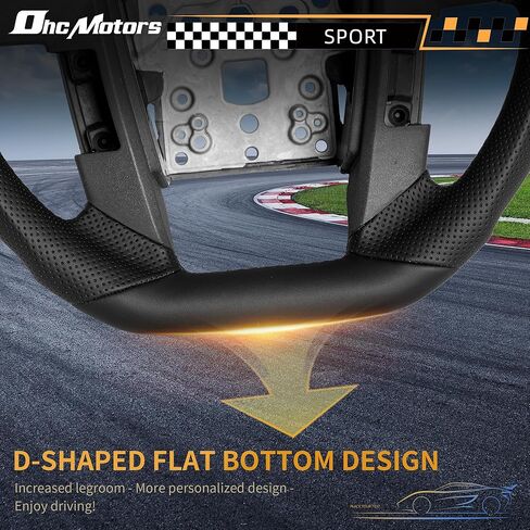 Full Leather Steering Wheel for Ford F150 2009-2014, Nappa Perforated Leather D-shaped Flat-bottom with Black Positioning Line Black Handcrafted Stitching in Saudi Arabia