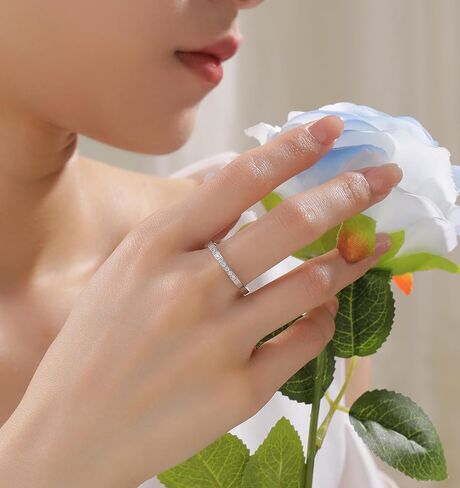 خاتم خطوبة للنساء من MYNENEY مطلي بالذهب/الفضة عيار 14 قيراط مكعب زركونيا الخلود قابل للتكديس in Kuwait
