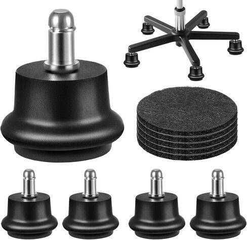 Bell Glides Replacement Office Chair, Caster Wheels Stopper Feet with Separate Self Adhesive Felt Pads, Wheel for Carpet，On/Off Setting Hardwood Floors and Carpets (Bell Glides Set of 5) in Saudi Arabia