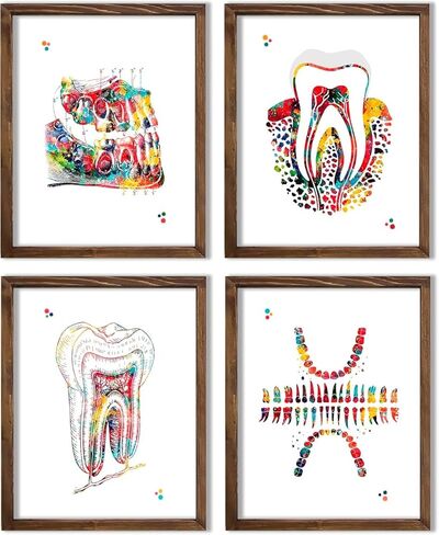 Dental Watercolor Art Prints Orthodontist Dentist Dentistry Assistant Student Wall Art Decor Gifts Dental Office Wall Art Decor Dental Hygienist Gifts 8x10 Unframed Print Set in Kuwait