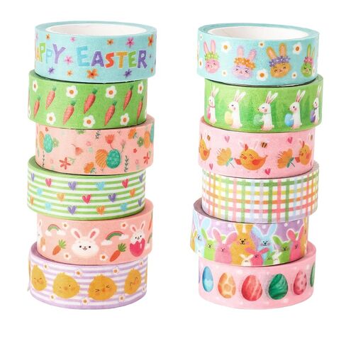 Easter Washi Tape 12 Rolls Easter Tape Self-Adhesive Spring Scrapbook Paper Tape Cute Washi Tape Decorative Tape for Scrapbook Journal DIY Craft Easters Gift Wrapping Party Supplies in Kuwait