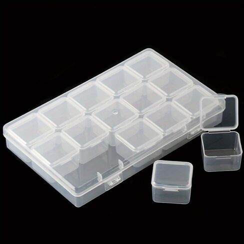 15 Grid Bead Rhinestone Organizer with Small Clear Storage Box for Jewelry Diamond Charm Gem Display Holder Portable Plastic in Saudi Arabia