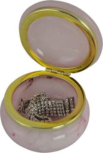 2.5 Inch Pink Italian Alabaster Stone Trinket Box in Saudi Arabia