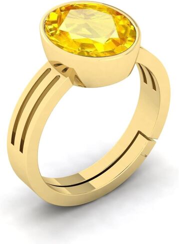 12.00 Carat Unheated Untreatet Quality Natural Yellow Sapphire Pukhraj Gemstone Gold Plated Ring for Women's and Men's in Saudi Arabia